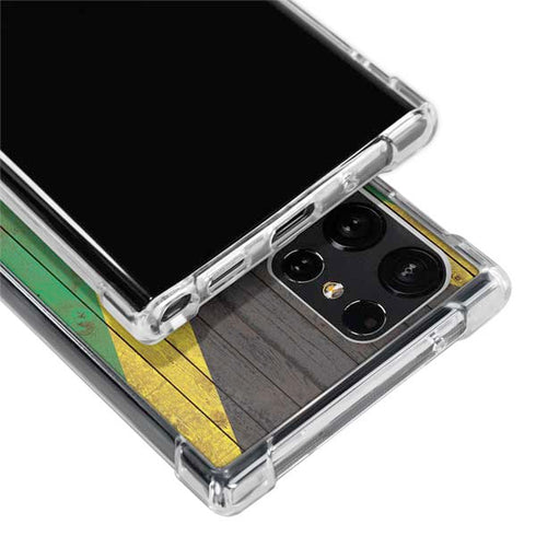 Jamaican Flag Dark Wood Galaxy S23 Ultra Clear Case